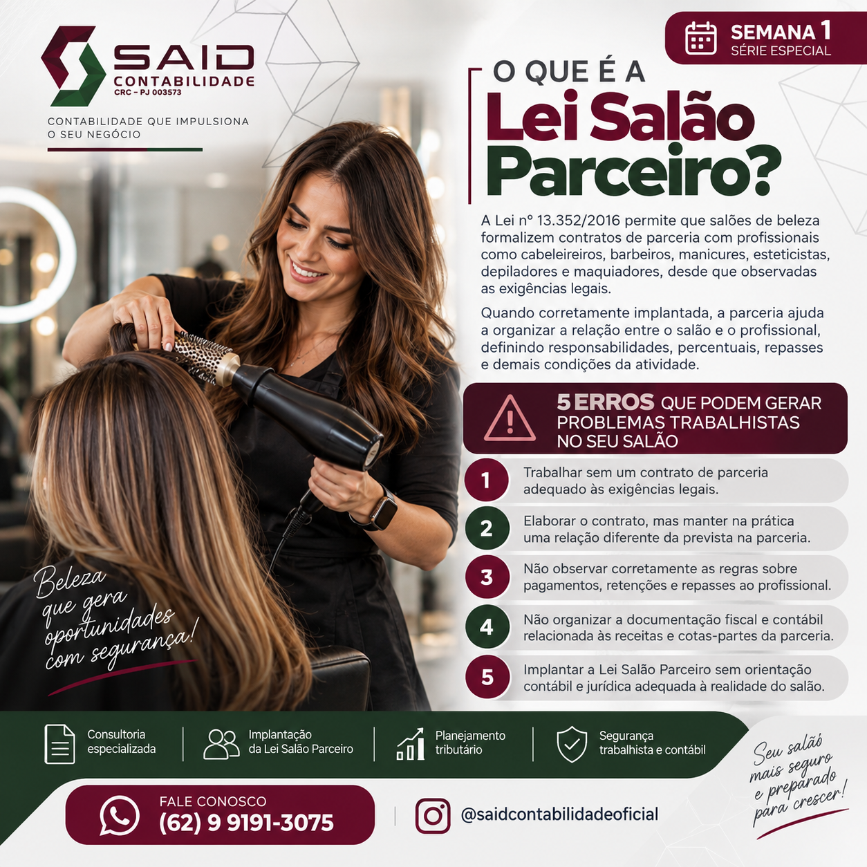 Arte do semana 1 do Desafio das 4 Semanas: O que é a Lei Salão Parceiro?