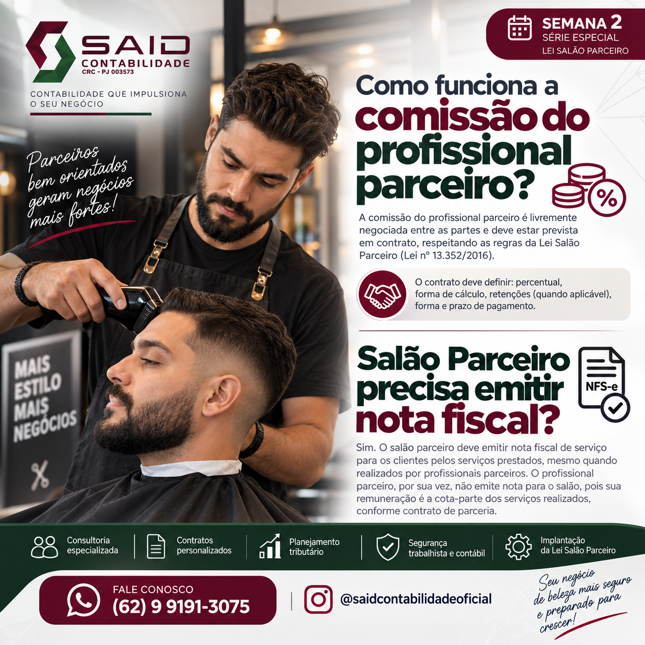 Arte do semana 2 do Desafio das 4 Semanas: Comissão, contrato e nota fiscal